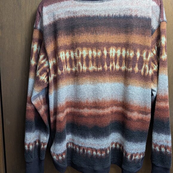 Les Serein Rosie Long Sleeve Knit Sweatshirt, XXL, Burgundy/Abstract print - Picture 2 of 3